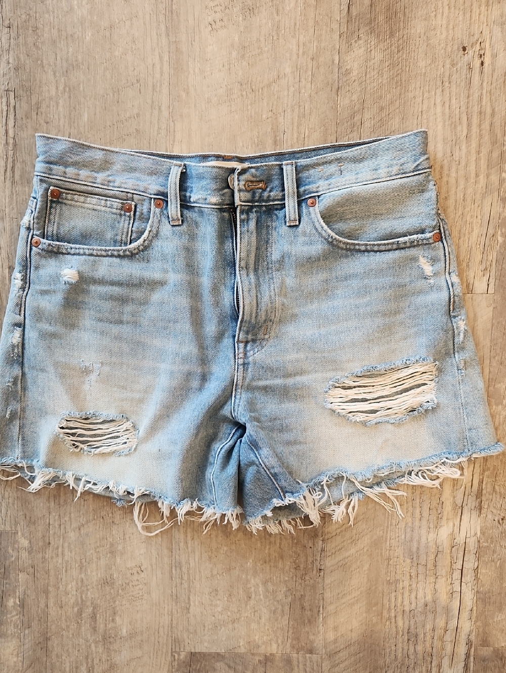 Madewell Light Blue Distressed Denim Cutoff Shorts